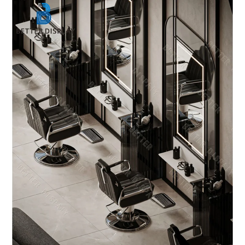 custom.Customized Beauty Salon Cabinets Furniture Design Salon Display Cabinet with LED Lighting