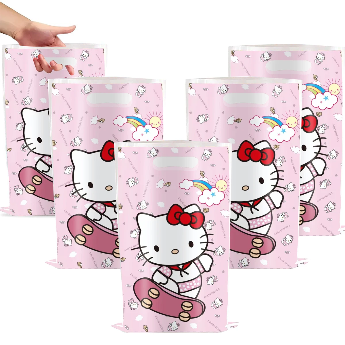 

10/50 Hello Kitty Gift Bags Candy Bag Cat Packaging Goodie Bags Loot Bag Kid Girls Birthday Party Decoration Favors Holiday Gift