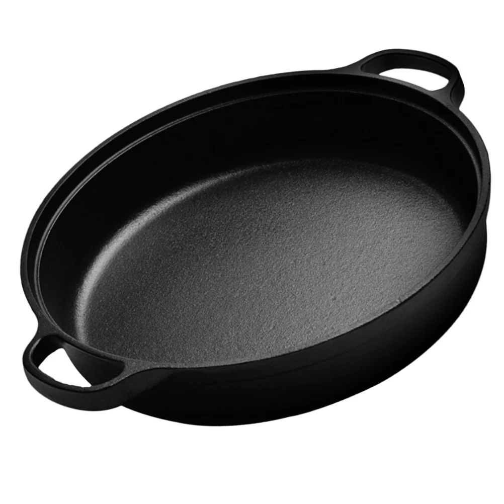 Household Commercial Wok Frying Pan Deep Pans Flat Grill Skillet Iron Cooking Pot Hanging for