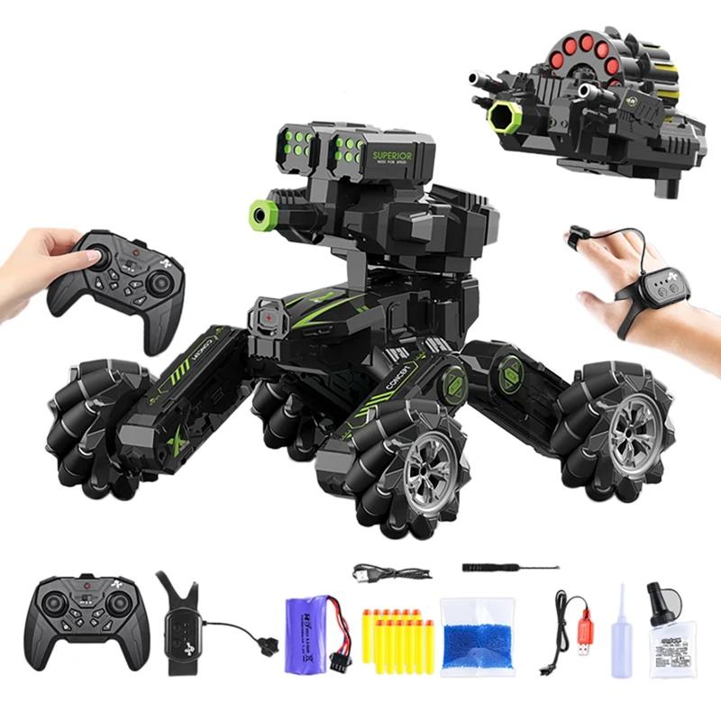 Gesture-Sensing Remote Control Four-Wheel Drive Can Launch Soft-Bomb Water Side-Line Battle Tank Children's Toys