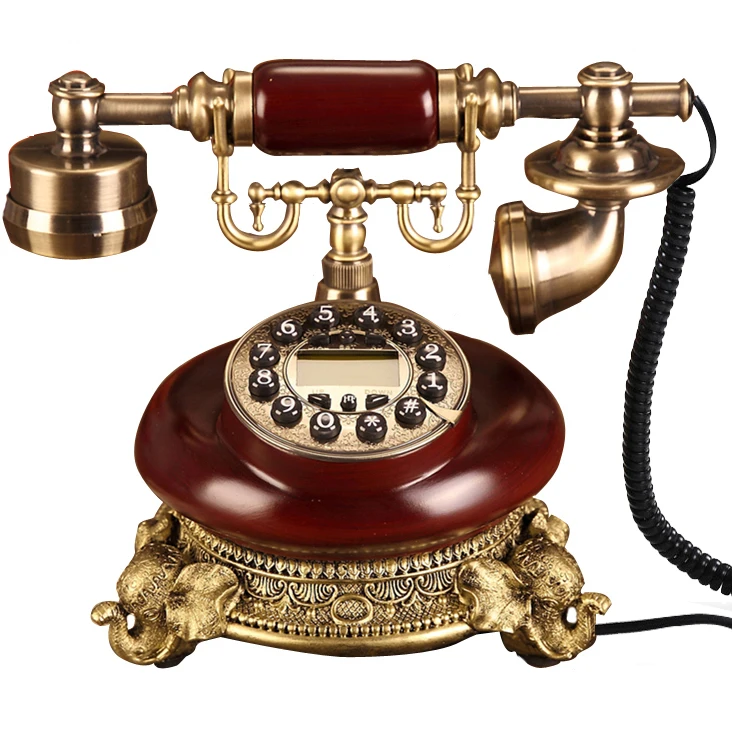 Rotate Vintage Fixed Telephone Antique Landline corded Phone For Office Home Hotel made of resin Europe style red begie elephant