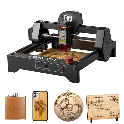LONGER Mini Laser Engraver 5.5W 3.5W 2.5W Portable Compact Laser Cutter Engraving Machine WiFi DIY Wood Leather Acrylic Crafts Gifts LightBurn LaserGRBL Pre-Assembled