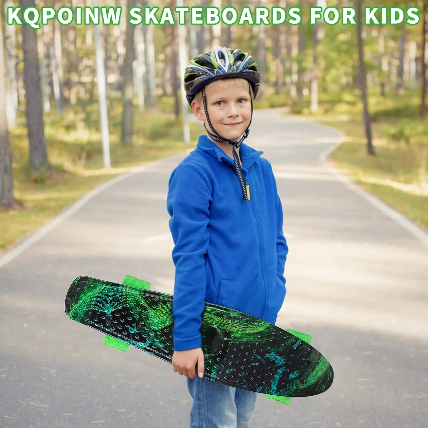 لوح تزلج صغير كامل مقاس 22 بوصة للأطفال مع عجلات وأداة وامضة ملونة، هدية مثالية