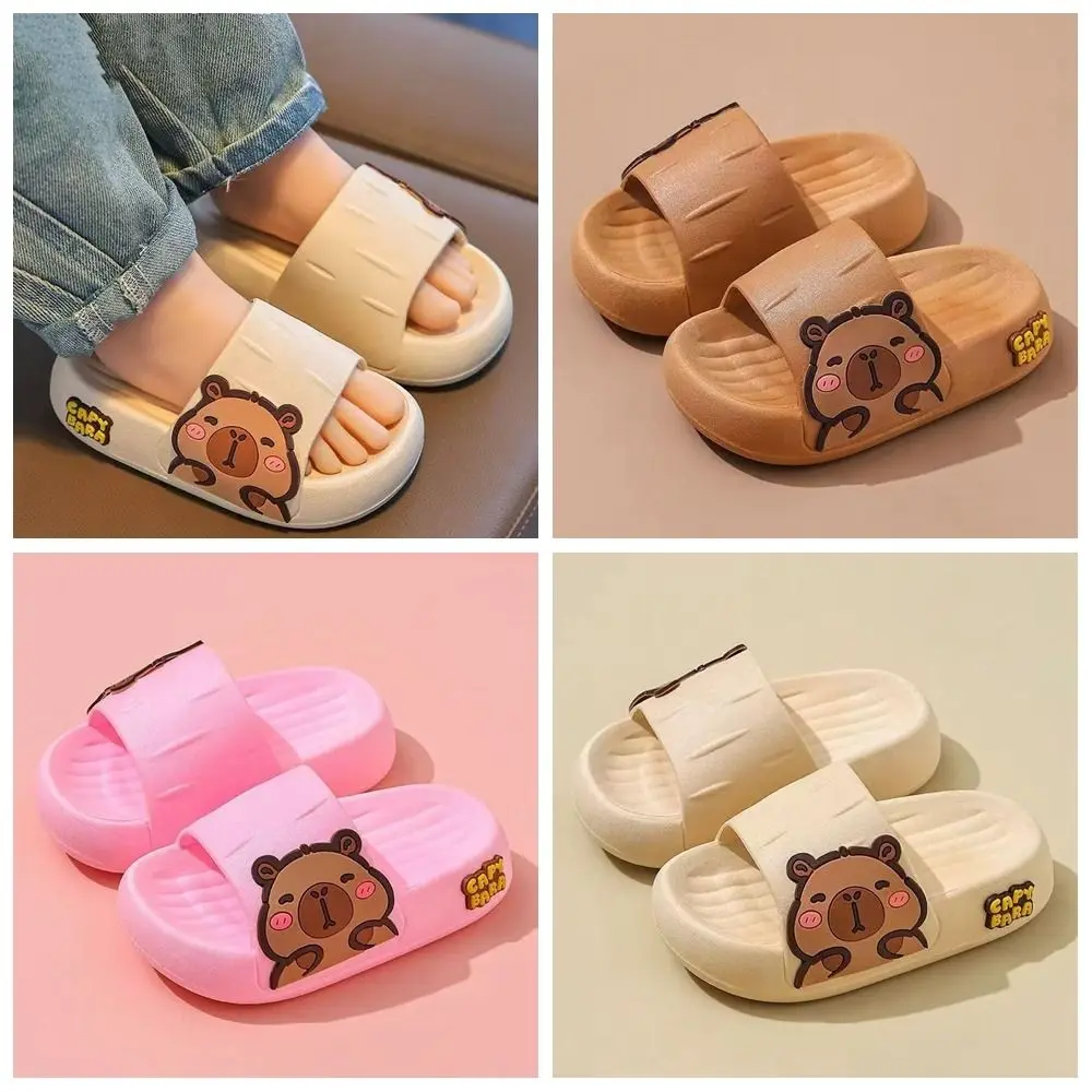 PVC Cute Capybara Slippers Anti-slip Thickened Cartoon Animal Slippers Resilience Soft Children's Bathroom Sandals Boys/Girls