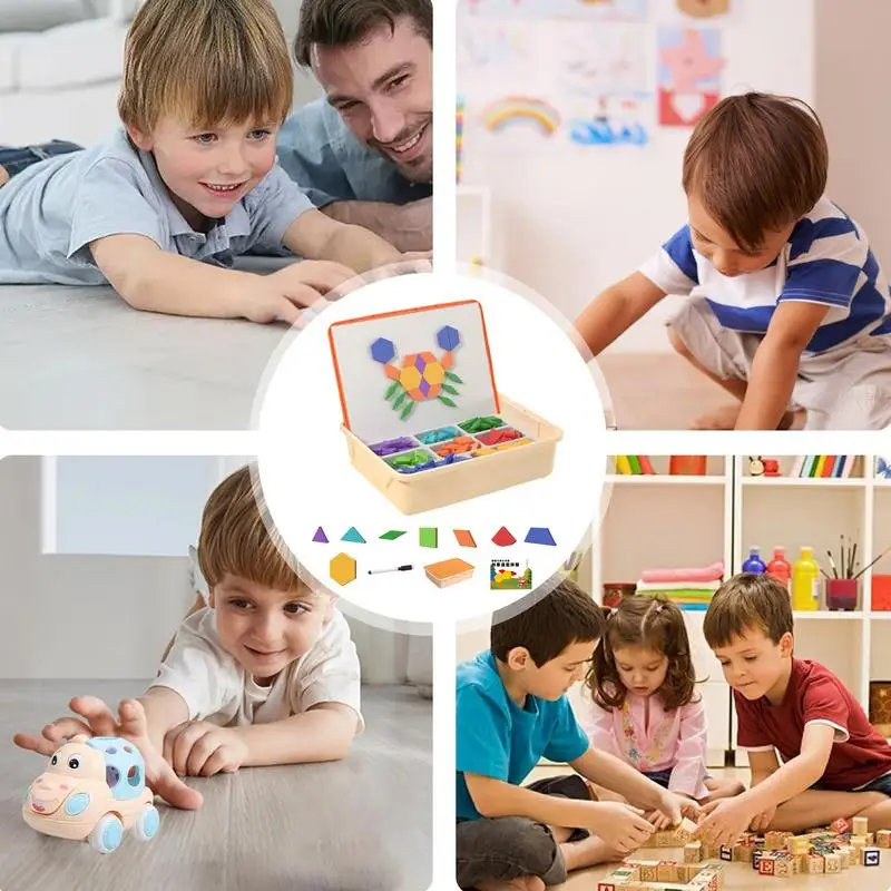 Décennie s Tangram magnétiques Montessori pour enfants, jeu de société, jouet d'apprentissage précoce, jouets pour garçons de 3 à 6 ans