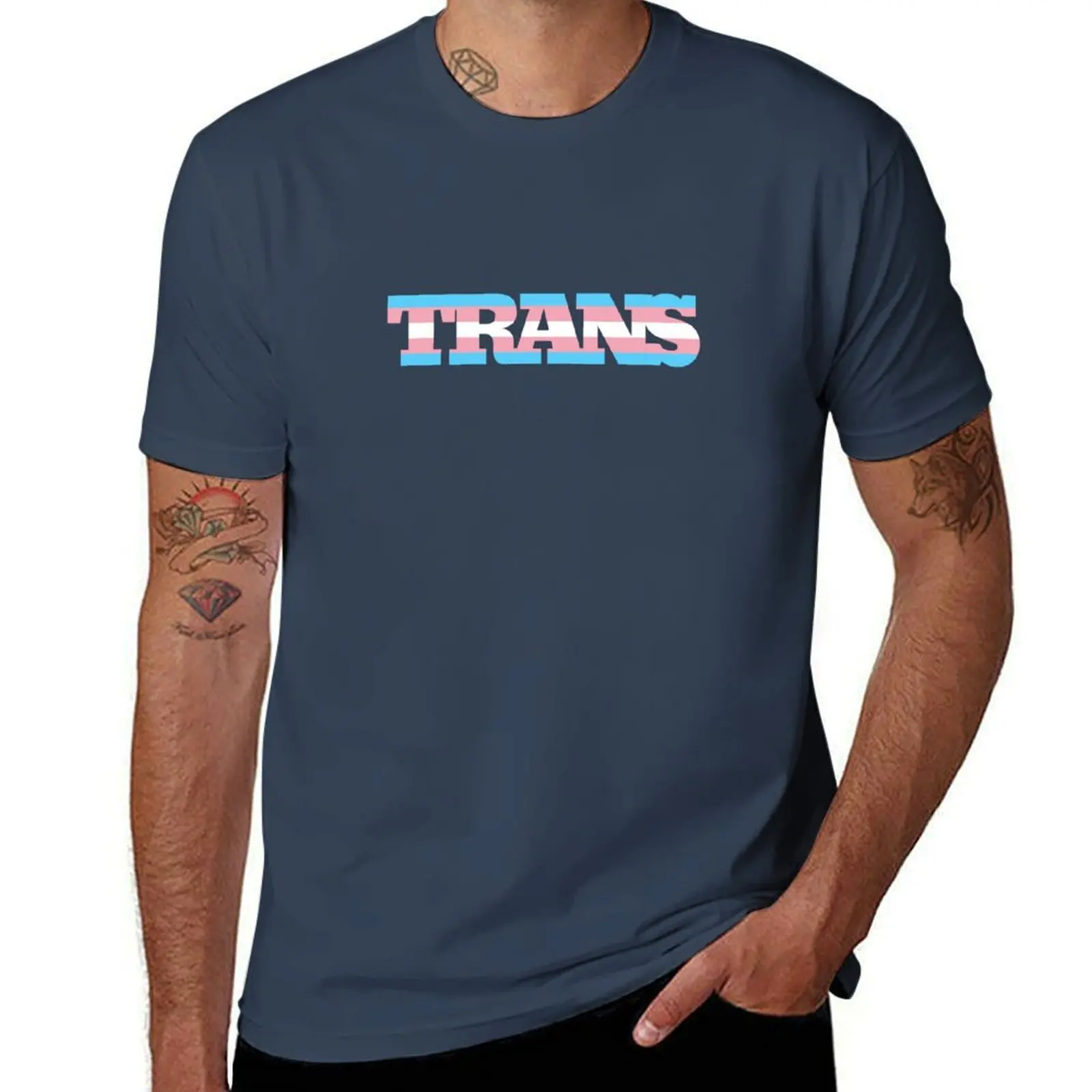 

Trans Flag Wordmark T-Shirt Minimalist Plain Crew Neck T-Shirt