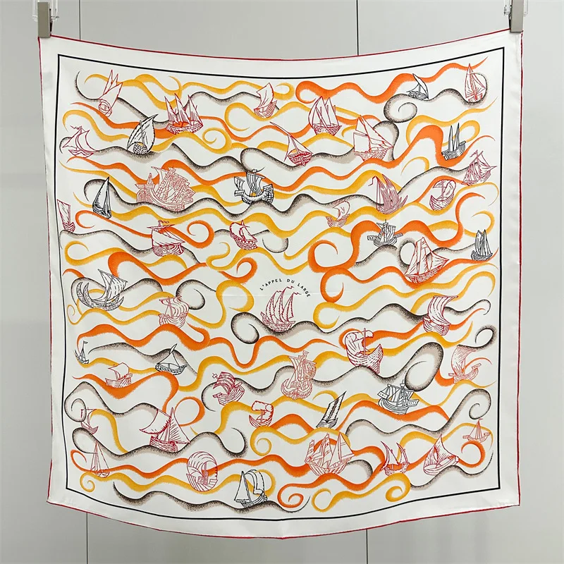 

Square Silk Scarf Luxury 90cm Bandanas Rolled Edges Shawls Bag Accessories Head Hair Bag Belt Decoration Lover Gift