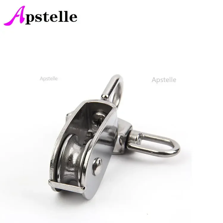 Apstelle Cable Single Pulley Block Stainless Steel Hanging Wire Towing Lifting Rope Wheel Marine Boat Pulley Blocks for Kayak