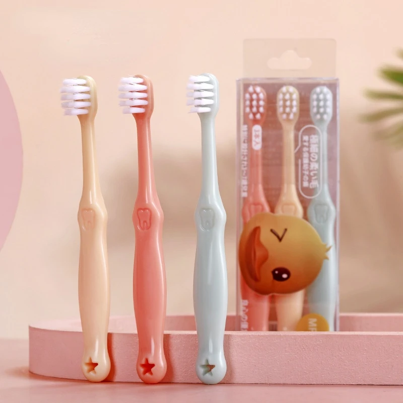 3Pcs/Set Pineapple Duck Children's Toothbrush Feather Soft Filament Bristle Toothbrush Cartoon Baby Toothbrush 3-5 Years Old