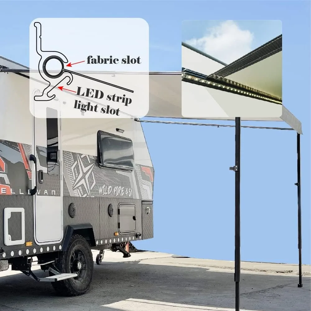 Tenda RV Manual Kit Lengkap Tenda Dapat Ditarik Modular Hitam untuk RV, Roda 5, Trailer Perjalanan, Tenda Trailer RV Motorhome