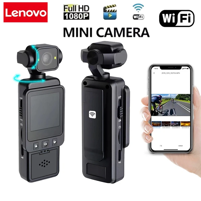 

Портативная экшн-камера Lenovo с передним сенсорным LCD-экраном и задними экранами, 4K 1080P, водонепроницаемая видеокамера, 180° ° Поворот экрана