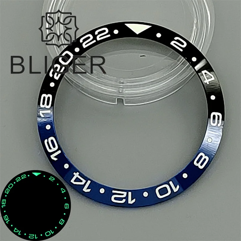 BLIGER 34mm/35mm Diameter Watch Bezel Super Vintage Bat/Man Blue Red Insert C3 Green Luminous Fit 36mm/38mm S/U/B Watch Case