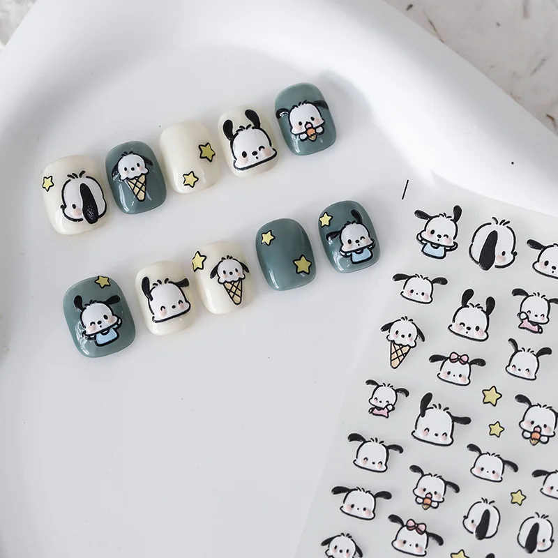 Sanrio New Craft Pochacco Three-dimensional Nail Sticker Cute Dog Manicure Sticker Jewelry Birthday Holiday Gift