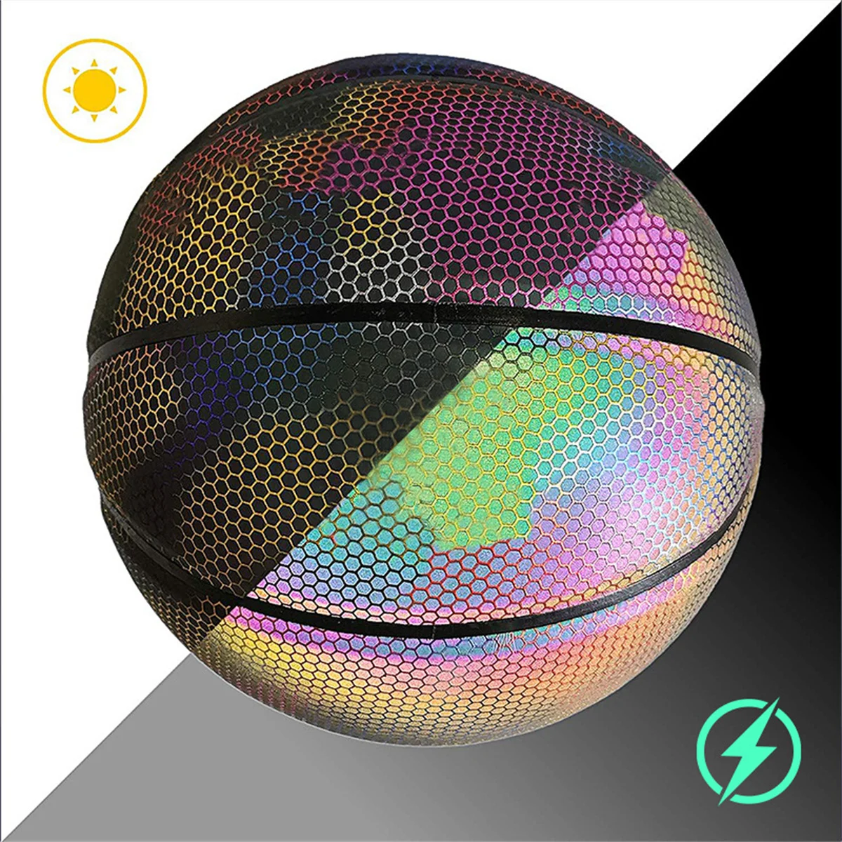 Reflective basketball glow in the dark No.7 adult night training, basketball game specific, suitable for indoor and outdoor use