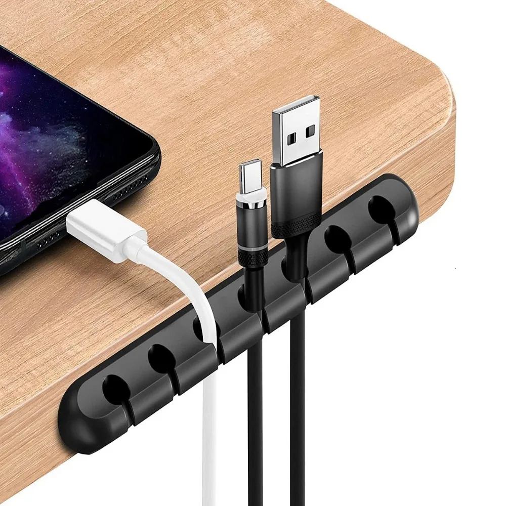 New Black Cable Organizer Flexible Silicone Wire Holder Desktop Tidy Management Clips For Mouse Keyboard Earphone Protector