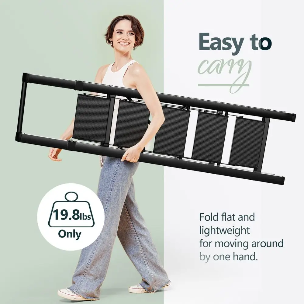 10 Fuß große leichte faltbare Leiter mit rutschfesten Stufen, Sicherheitsgeländer, ideal für den Heim- und Außenbereich, 300 Pfund Tragkraft – Schwarz