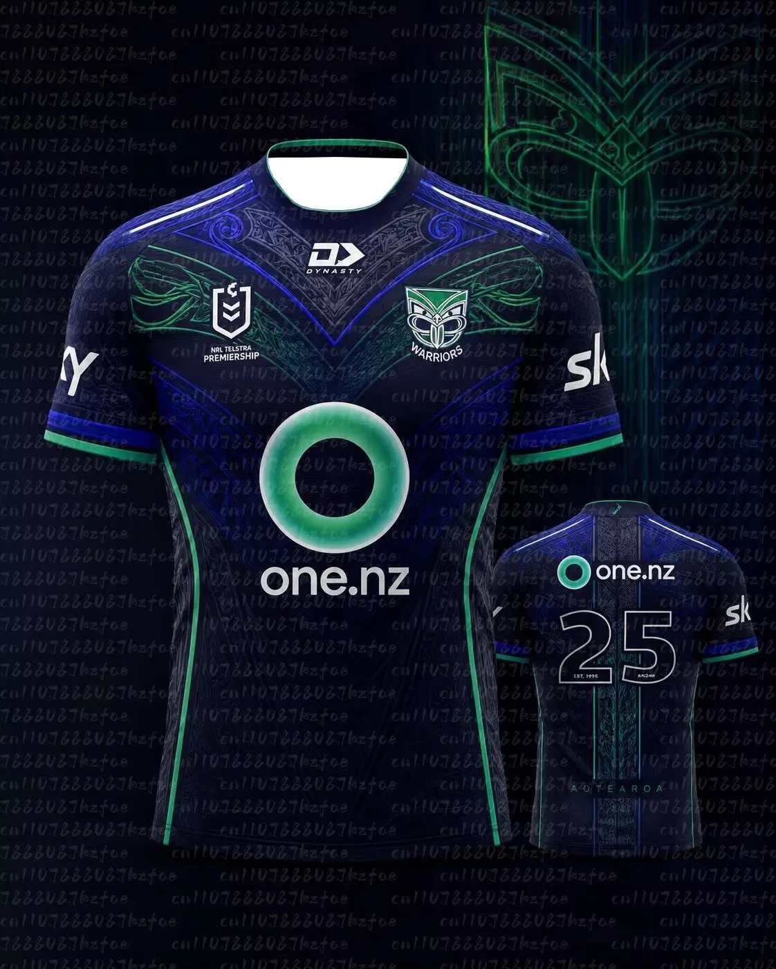 Familien-Partnerlook Warriors Maori Tribal Metallic-Print Rugby-Trikot, Oversized, Vollschwarz, mit Koru-Muster, Nummer 1, Mesh-T-Shirt – Detail 8