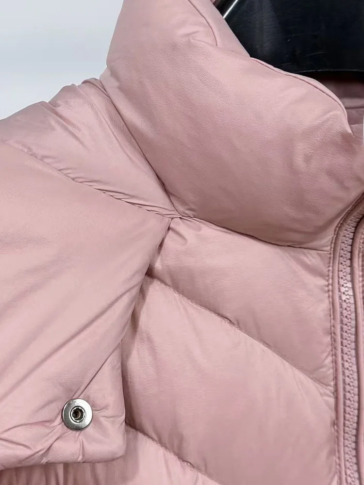 Abrigo de invierno ligero de plumas de ganso Puffer Jaet para mujer con capucha 90% relleno de costura de plumas Slim Fit Casual Sle