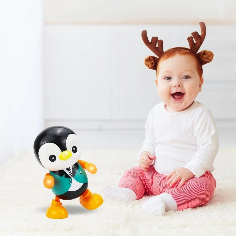 ペンギンロボットのおもちゃ音楽ライトインタラクティブ運動教育感覚遊び聴覚玩具赤ちゃん幼児楽しい 15UB