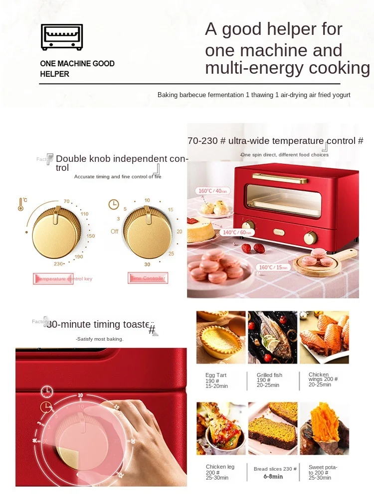 فرن كهربائي صغير منزلي صغير آلة تحميص كاملة الوظائف كعكة الخبز لشخص واحد فرن محمصة الأسرة