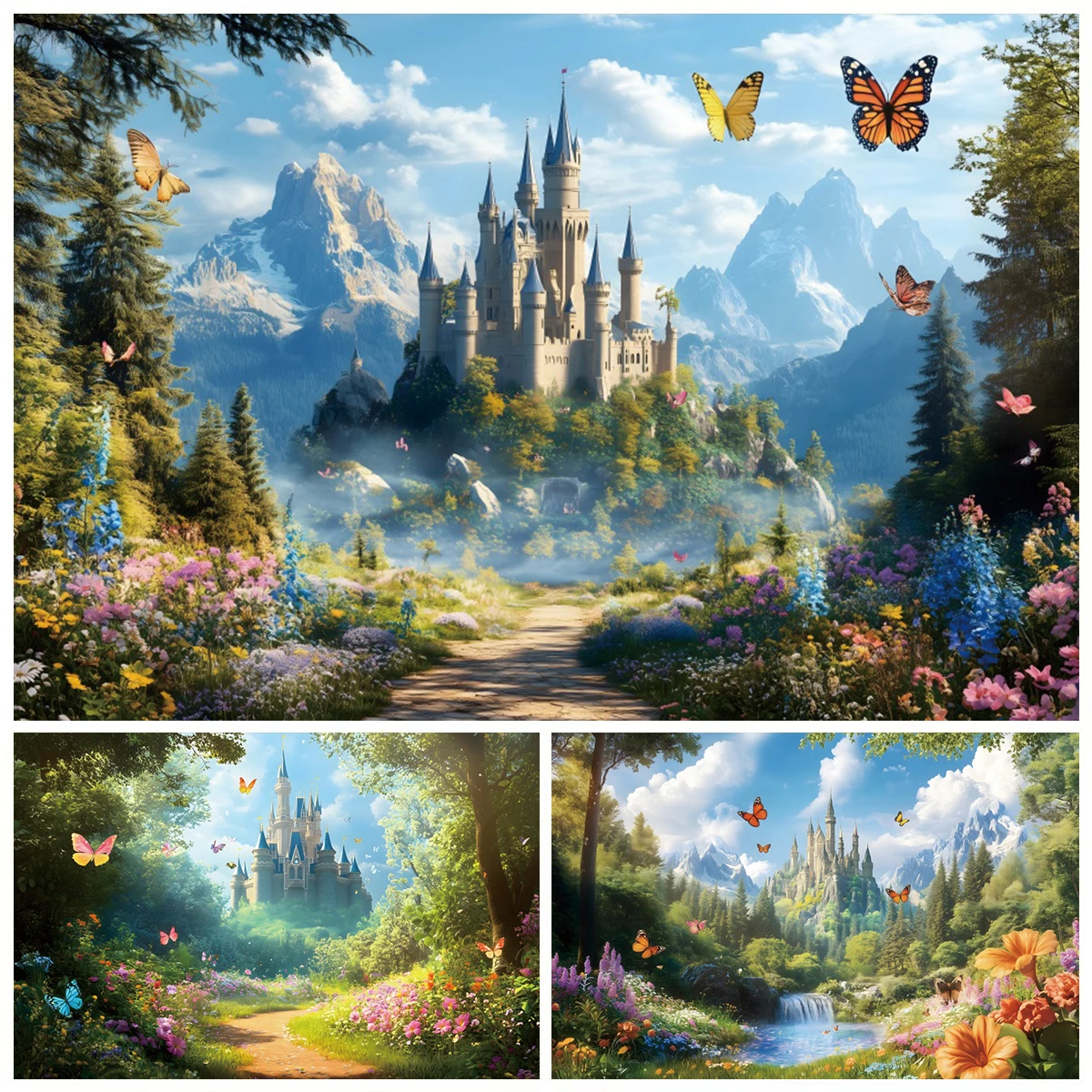 

Fairy Tale Enchanted Forest Photography Backdrop Dream Butterfly Jungle Castle Elf Baby Birthday Party Background Photo Studio