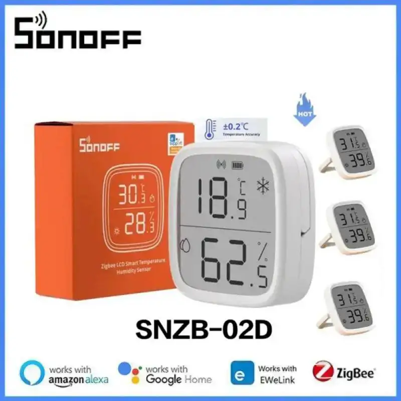 

Умный датчик температуры и влажности SONOFF SNZB-02D Zigbee для ZBBrige-P EWeLink Alexa Google Home Assistant Alice