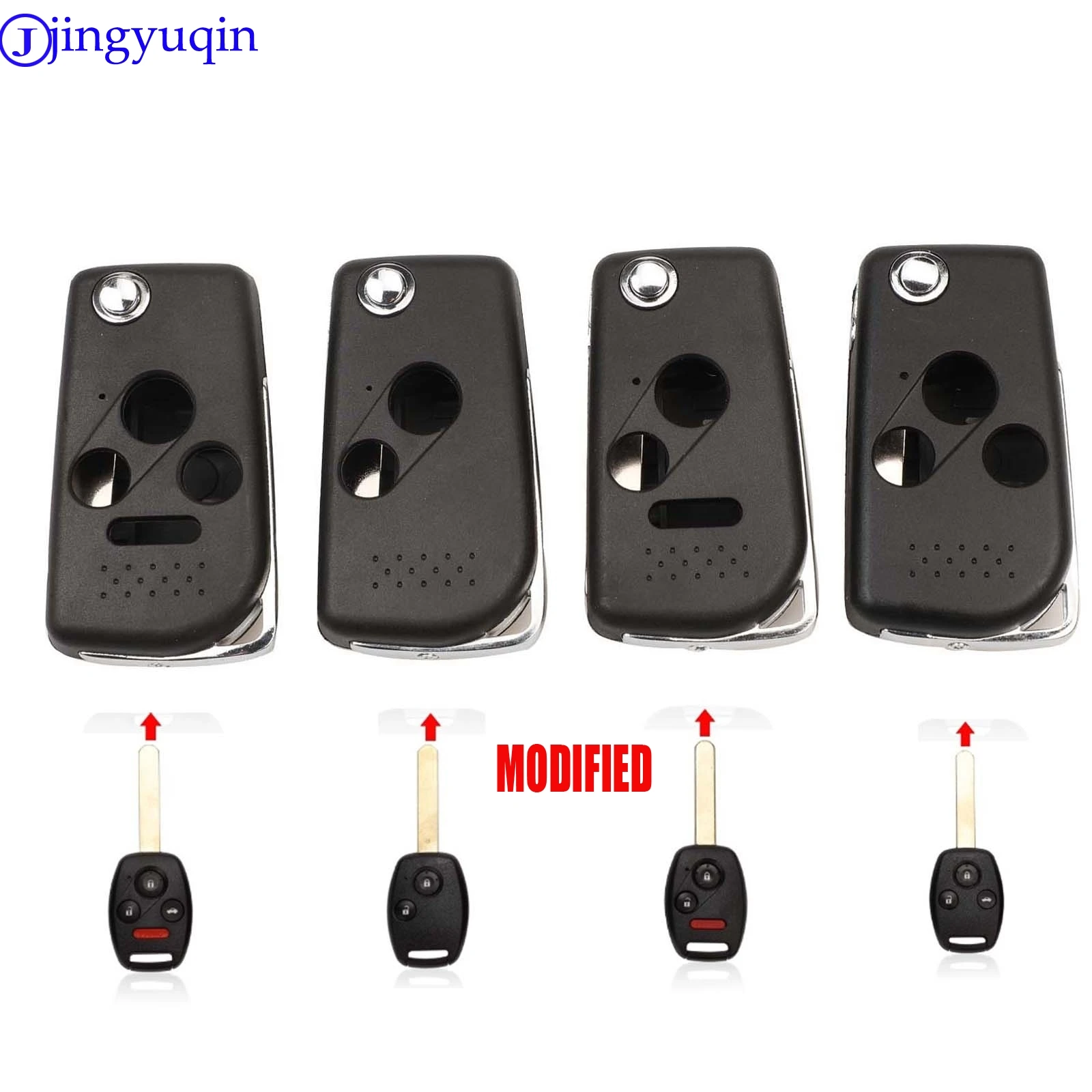 

jingyuqin Modified 2/3/4 Buttons Key Shell Cover Styling Case For Honda ACCORD CRV CIVIC ODYSSEY Pilot Folding Key Case