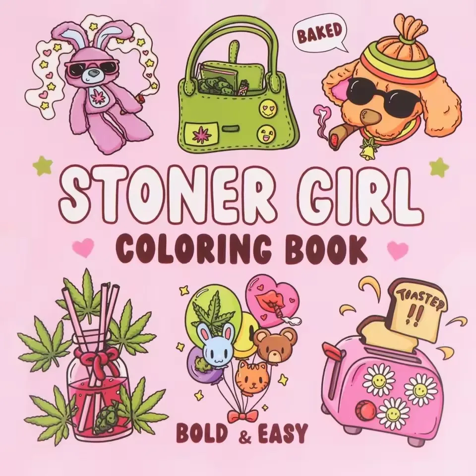 Stoner Girl Adult Coloring Book - Bold Easy Cute Patterns Relaxing Birthday Party Gift