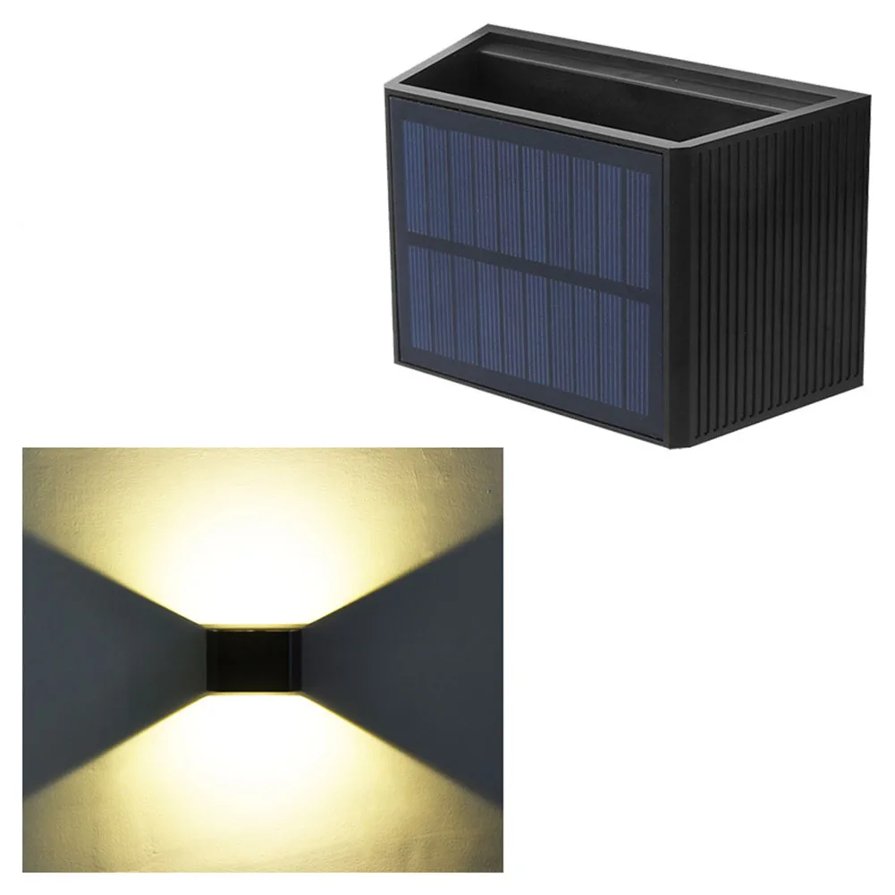 LED Solar Powered Wall Lights, Up Down Lighting, Candeeiro ao ar livre, Lâmpada impermeável para cerca, Escada, Varanda, Decoração do pátio