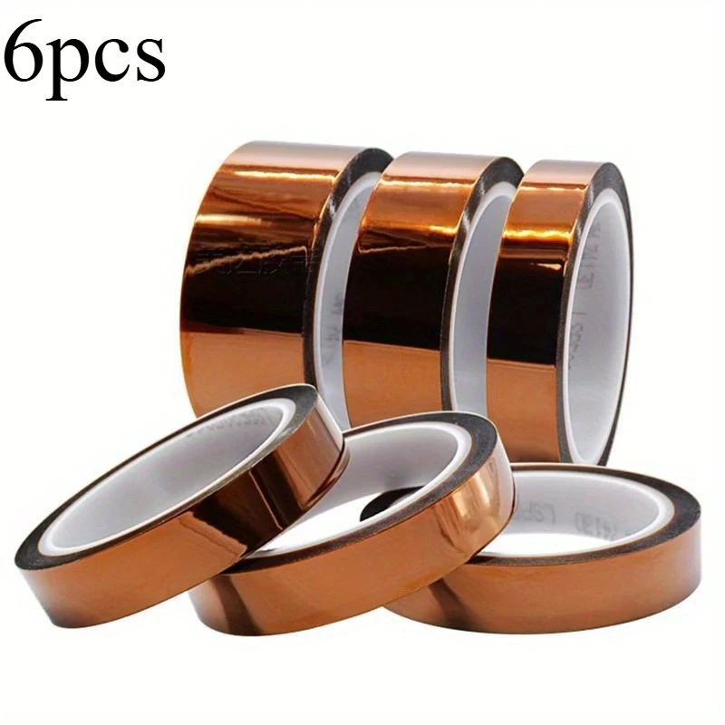 6pcs High-Temperature Resistant Polyimide Tape - Thermal Insulation & Adhesive for 3D Printing, PCB Protection,