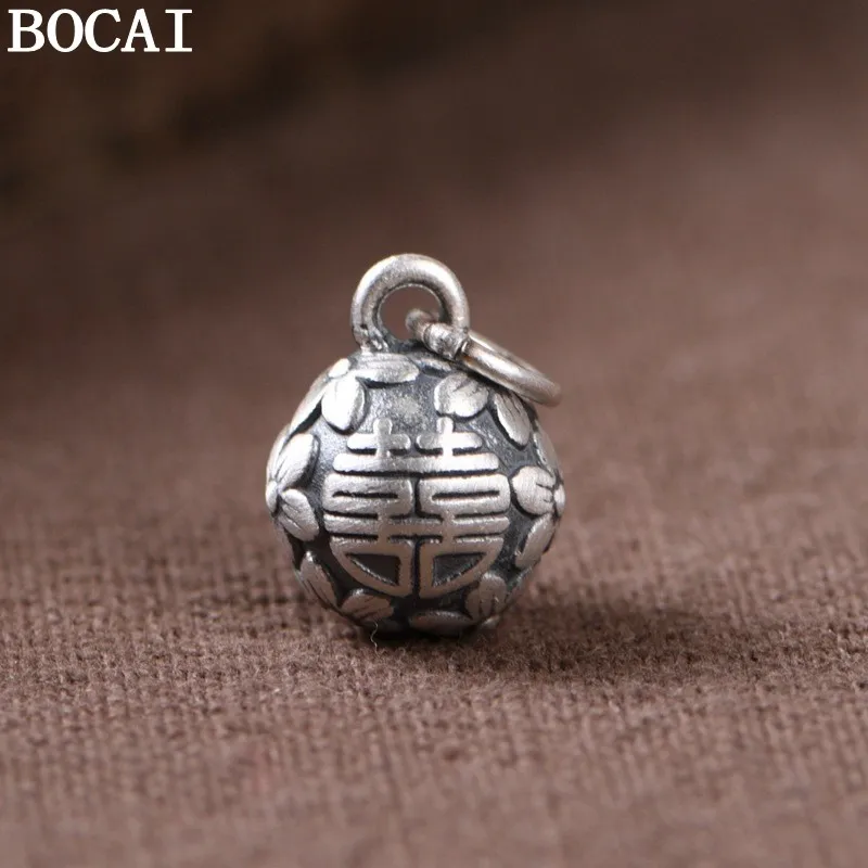 

Серебряный кулон BOCAI S999 в стиле ретро с маленькими цветами и китайскими иероглифами на удачу, женский кулон