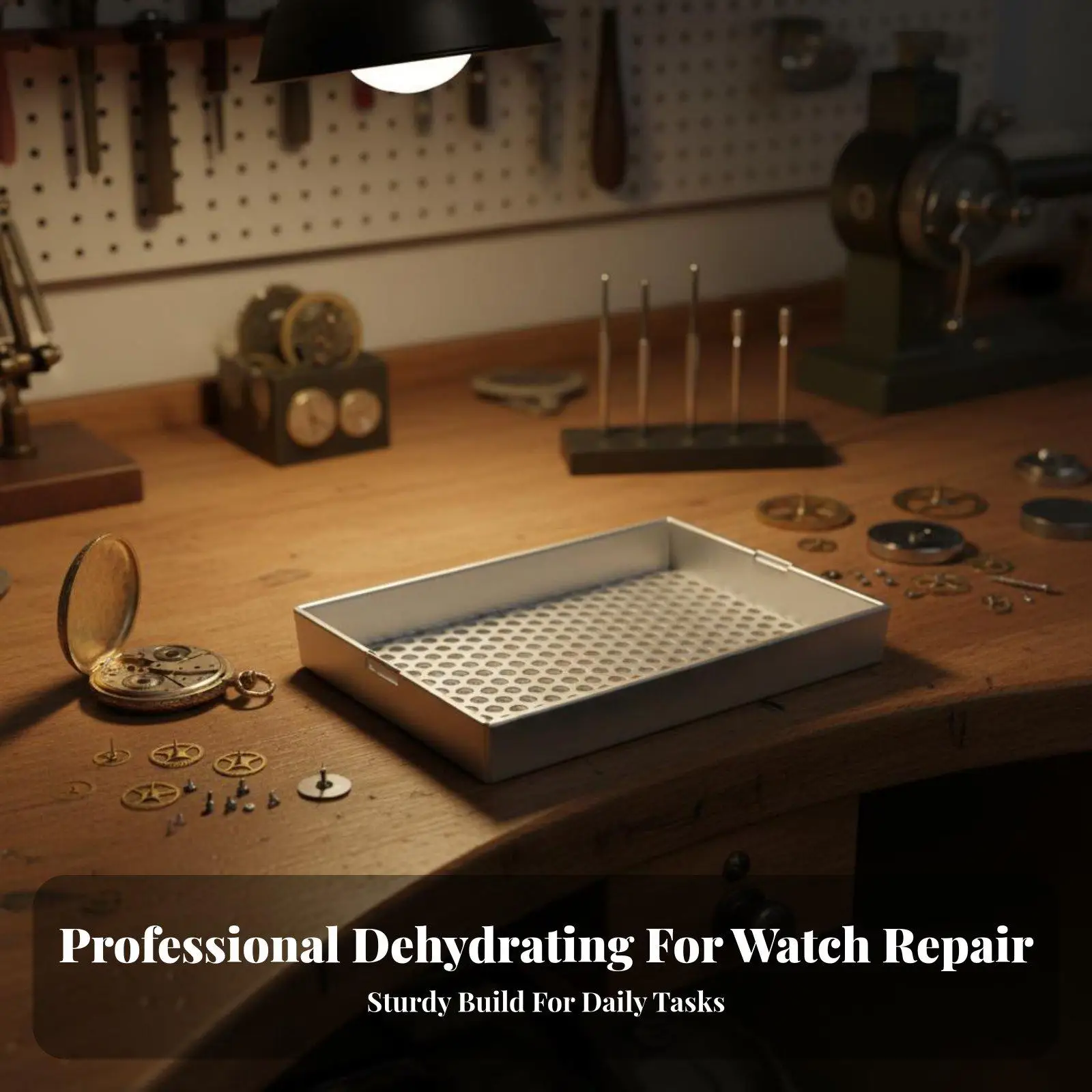 Watch Repair Tool Tray with Perforated Mesh for Drying and Holding Watch Components