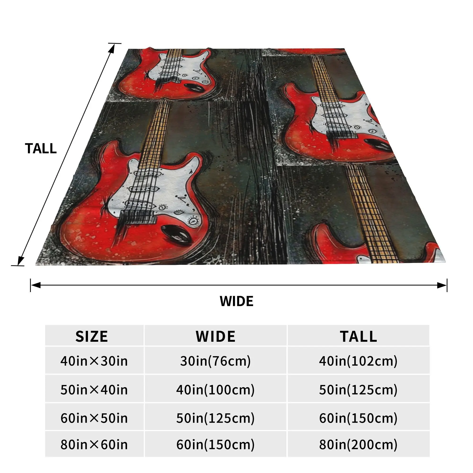 Electric Guitar Backpack Blankets Soft Warm Flannel Throw Blanket Bedding for Bed Living room Picnic Travel Home Sofa