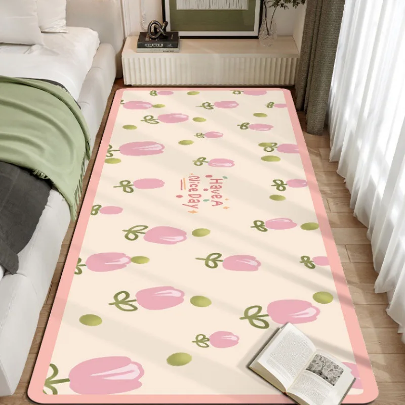 VIKAMA Imitation Cashmere Girls' Heart Cream Colored Bedside Bedroom Carpet For Small Sized Living Room Tatami Mat Home Decor