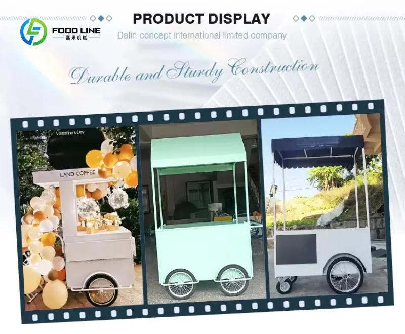 Customized Professional Production Food Truck Trolley Food Flower Candy Cart Event Props Mobile Ice Cream Push Cart