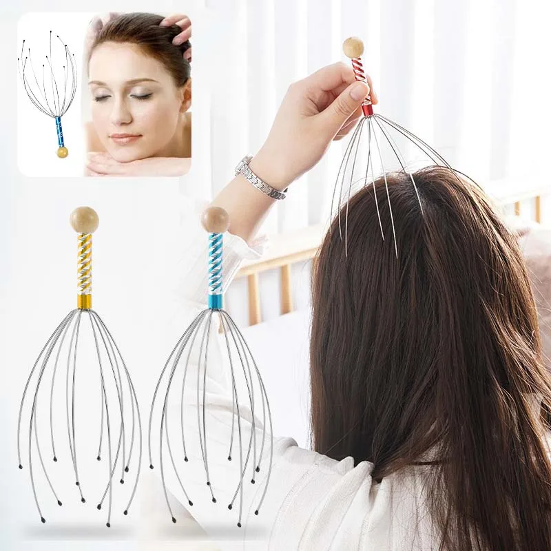 

12 Claw Scalp Massagers Octopus Head Massage Stainless Steel Scratcher for Deep Relaxation Hair Growth Stimulation Stress Relief