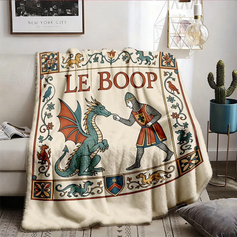 Le Boop Flannel Blanket, Funny Dragon Knight Graphic Flannel Throw