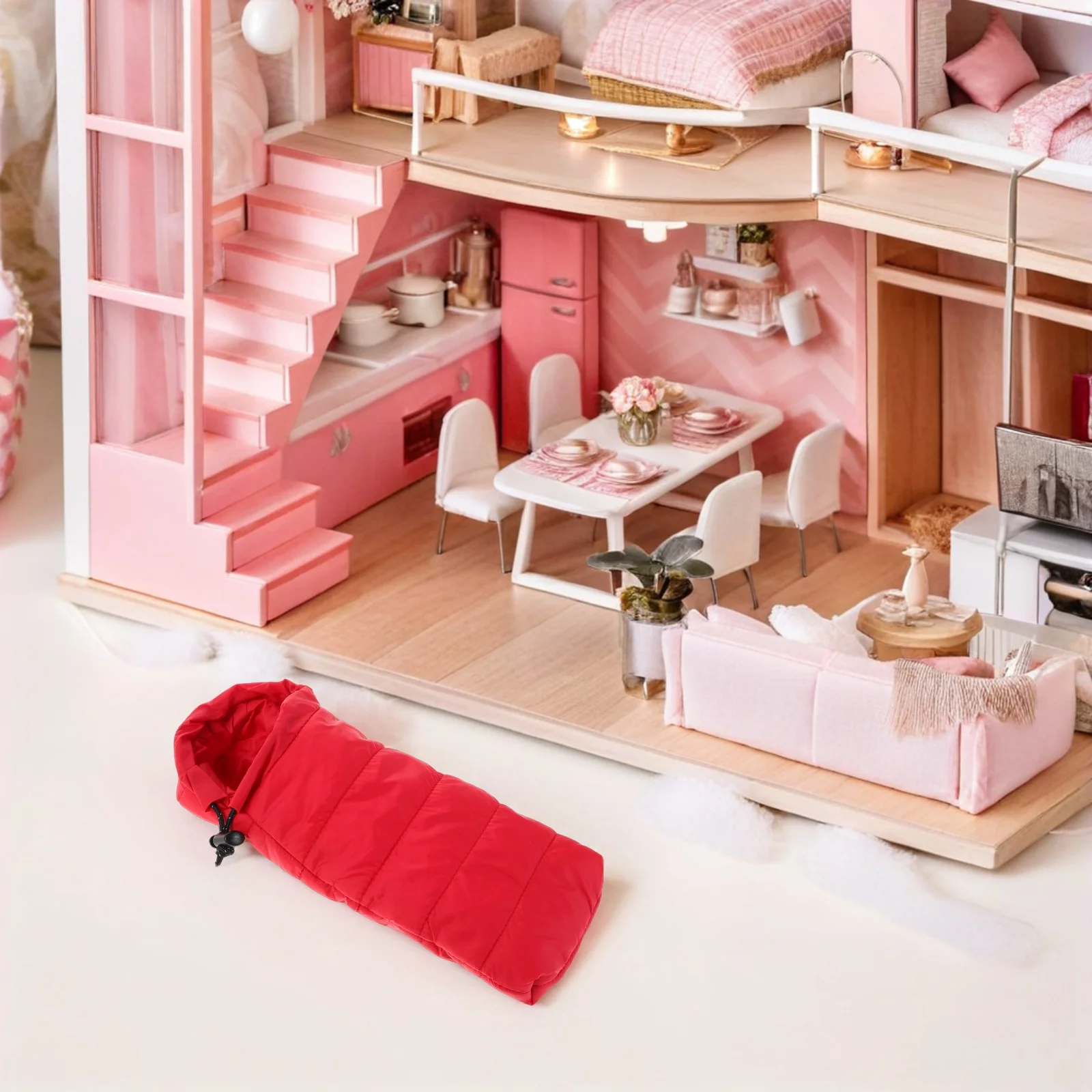 ミニチュアキャンプおもちゃ：屋外家具用ポータブル寝袋ごっこ遊びシーン子供用ロールプレイアクセサリーミニチュア