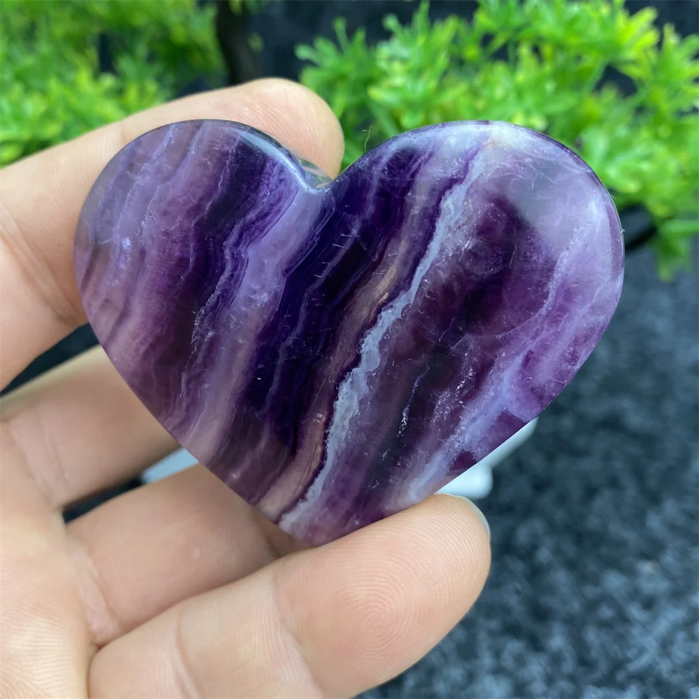 Natural Colorful Fluorite Hand-carved Heart Shape Reiki Healing Love Gemstone Love Home Decoration Crafts Holiday Gifts