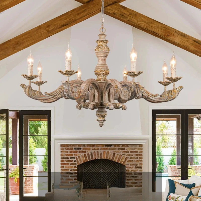 

Пасторальный новый деревянный арт-ресторан, лампы, вилла, ретро-свеча, люстра для гостиной