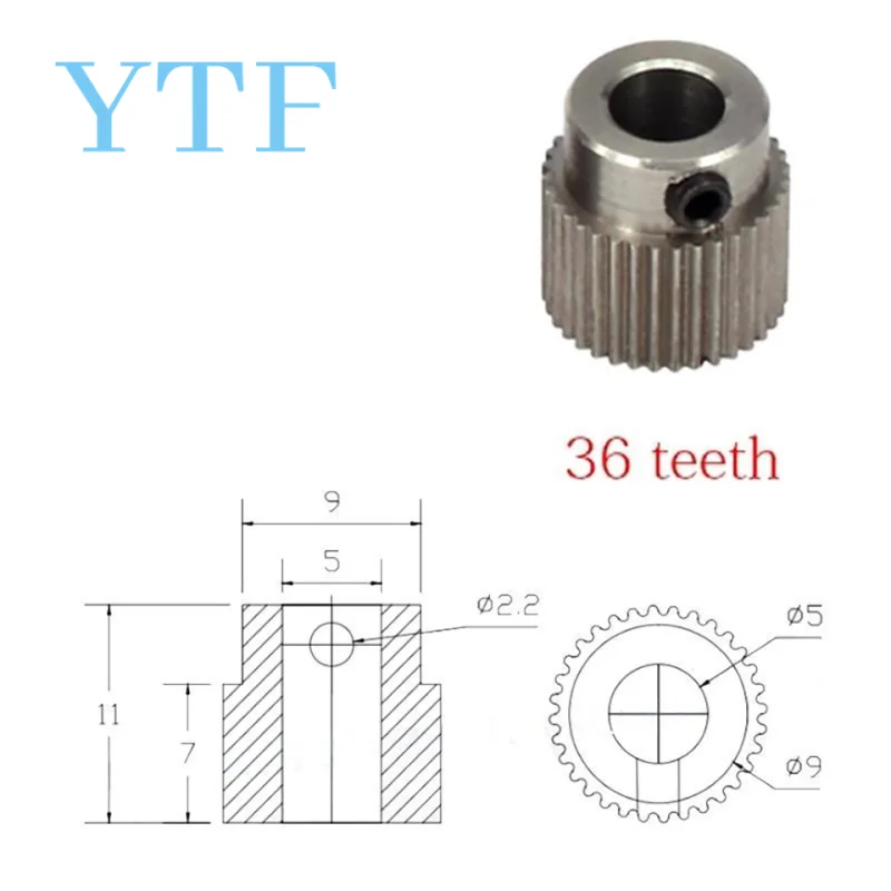 MK7 MK8 Extrudeuse Entraînement Engrenage Alésage 26/36/40 dents 5/8mm Pour 1.75/3.0mm Dents En Laiton En Acier Inoxydable D\'alimentation 3D