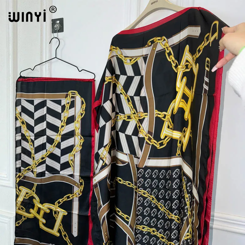 WINYI Dress Length:145cm New Fashion dresses with scarf Bohemia Print Dashiki Women Long kaftan summer Color Pattern robes DRESS