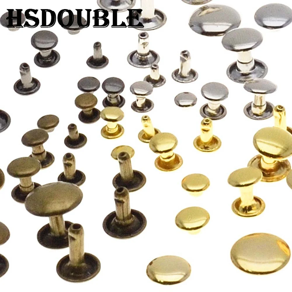 100 pçs/set Metal Duplo Cap Rebites Stud Rebites Rápidos Colisão Prego do Metal de Spike Couro Craft Repair 4 Cores