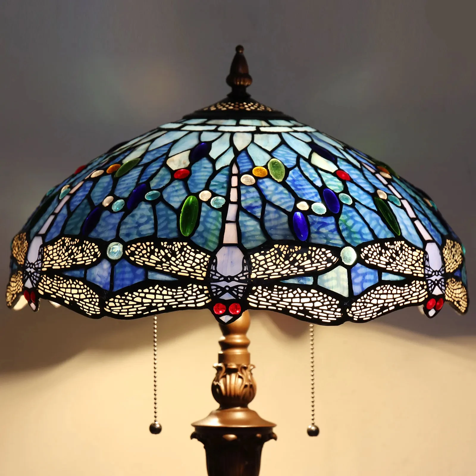 Vintage style colored glass antique vertical floor lamp, suitable for living room and bedroom floor lamps GN582TB