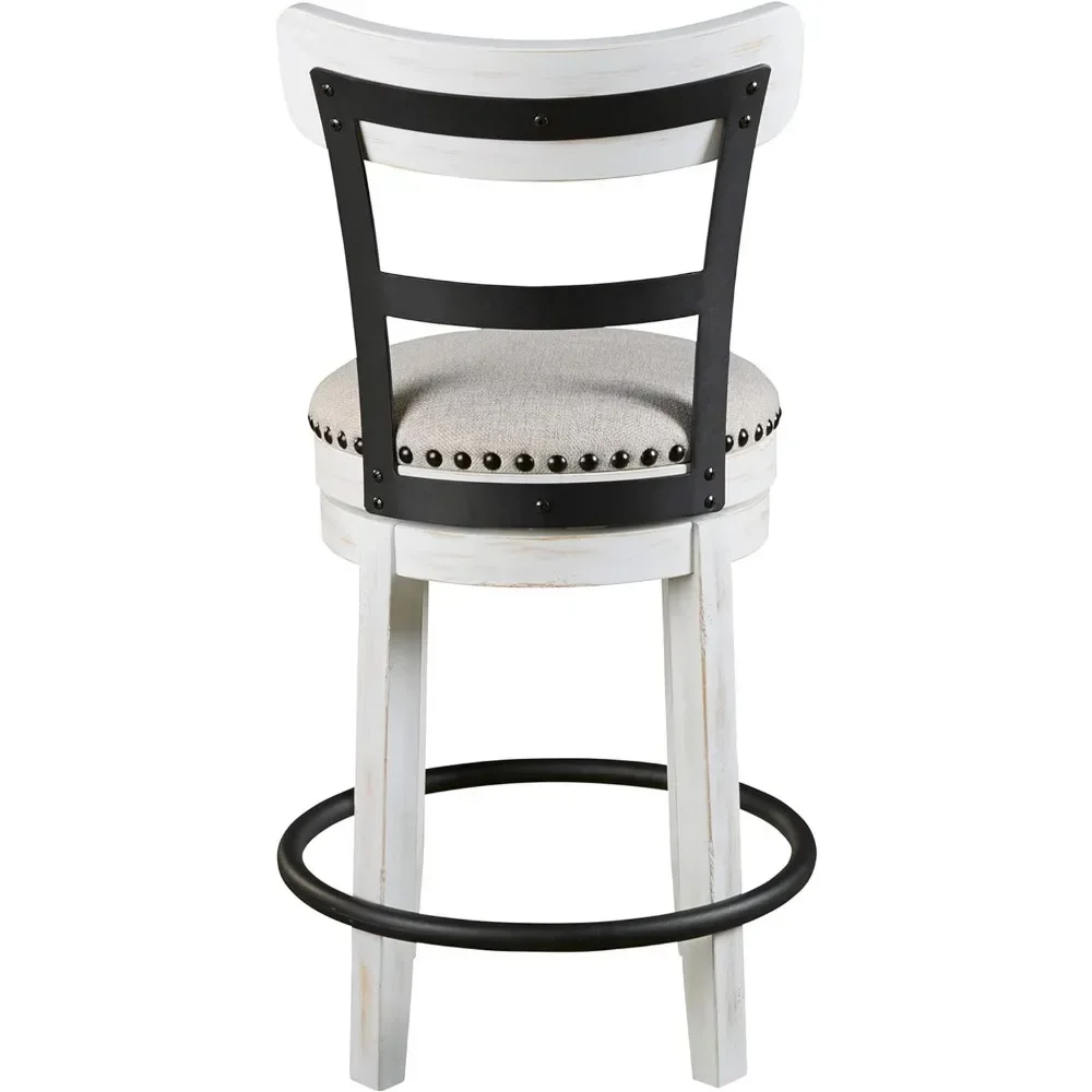 Bar Chair, 24.5" Modern Swivel Pub Bars Stools with Wood Back, Counter Height Cushion Stools, Bar Chair