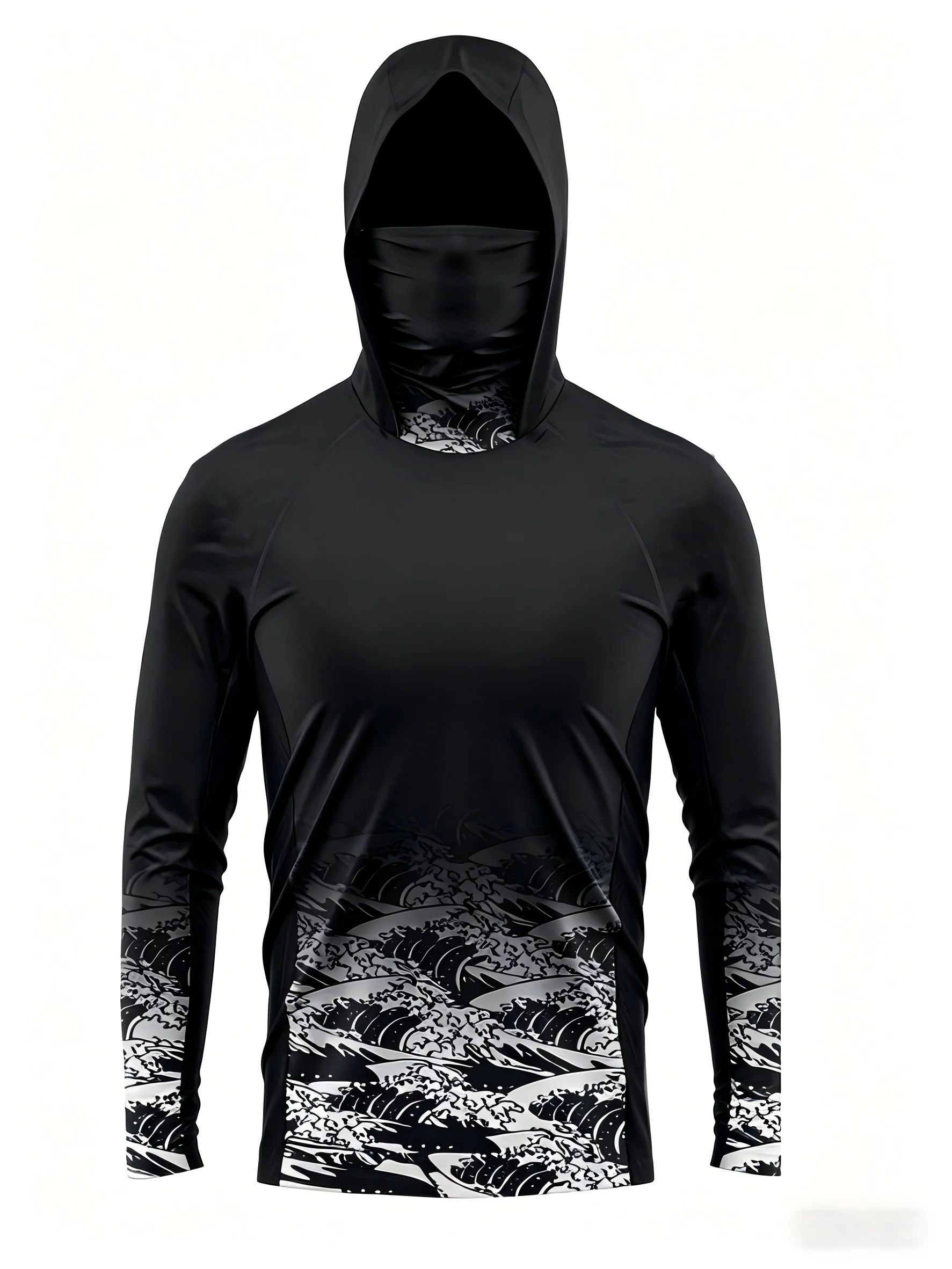 European and American Men's Summer New Wave Print Comfortable Breathable Fishing Suit Long Sleeved T-Shirt Outdoor Casual Top image 2