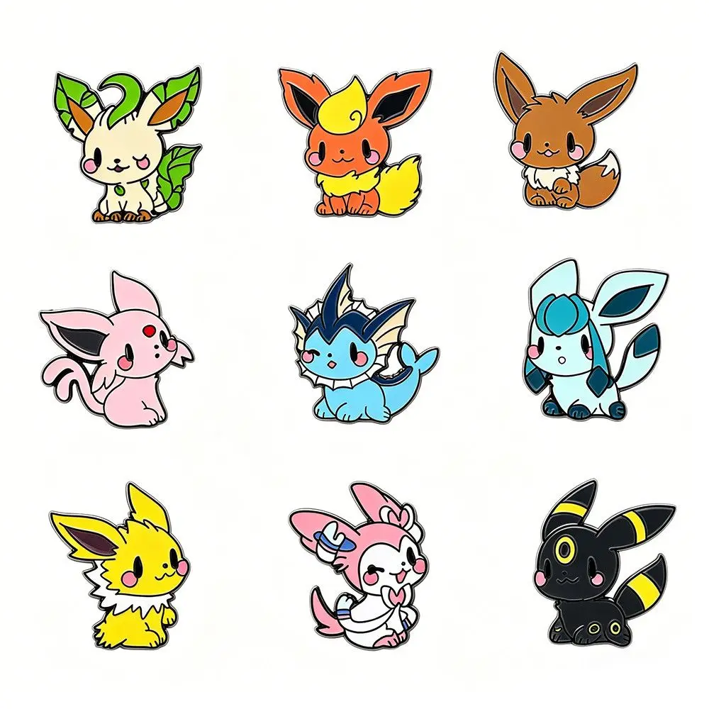 Cute Pokemon Eevee Enamel Pins Anime Metal Brooches Kawaii Eeveelution Lapel Badges Backpack Jewelry Gift view 5