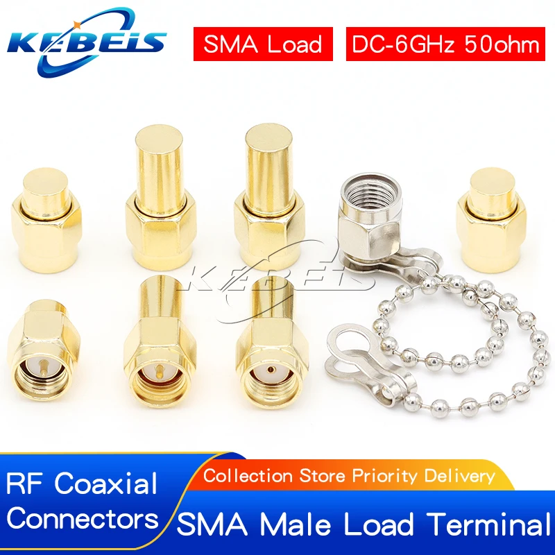 2/5PCS 1W 2W 6GHz 50 Ohm SMA Male RF Coaxial Termination Dummy Load Gold Plated Cap SMA Plug Connectors Accessories