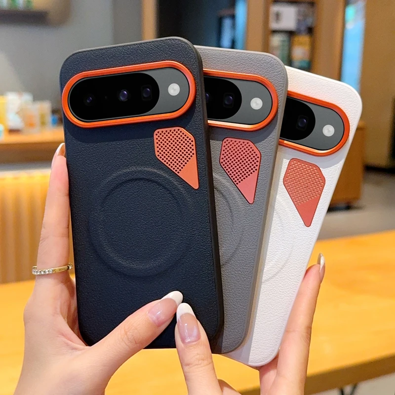 Etui na Google Pixel 9 Pro XL, twarde, z PU, magnetyczne, z obsługą bezprzewodowego ładowania, ochronne etui na tył telefonu, obudowa na Pixel 9 9Pro XL 9A — zdjęcie produktu 3