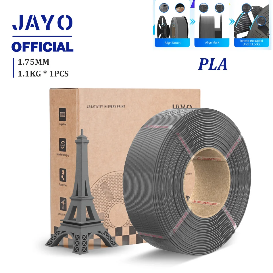 JAYO 3D-Drucker-Filament Nachfüllpack PLA/PETG/PLA+ Nachfüll-Filament 1,1 kg ohne Spule PLA-Filament für wiederverwendbare Spulen Kompatibel mit Bambu Labs